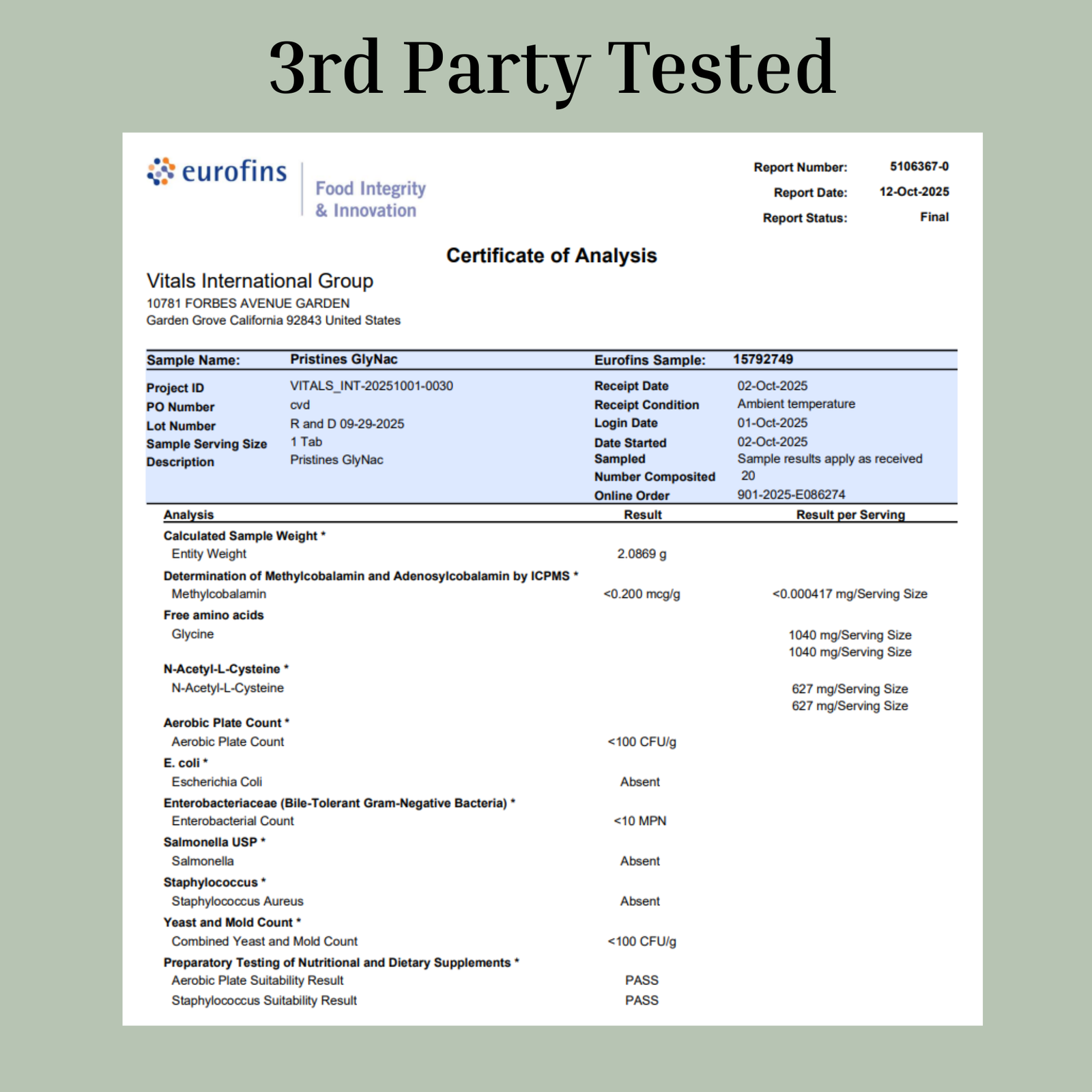 glutathione certificate of analysis mitochondrial efficiency Glutathione 1500mg | High Purity